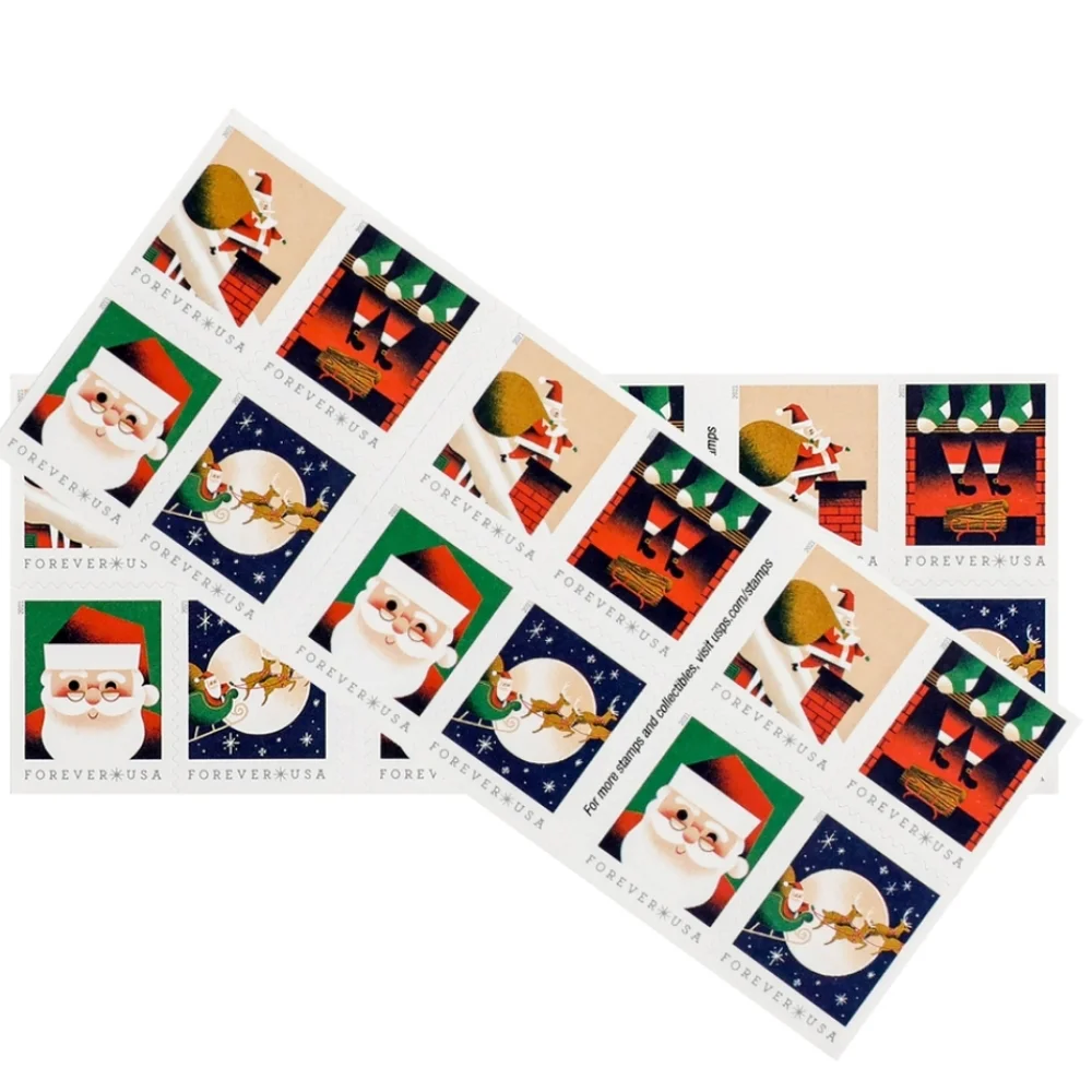 100 Visit From St. Nick 2021 Forever Postage Stamps USPS Christmas Cards Santa‎